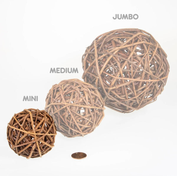 Mini Willow Ball | Healthy Chew Toy for Bunny Rabbits, Guinea Pigs, Chinchillas, Hamsters, Rats, Small Pets