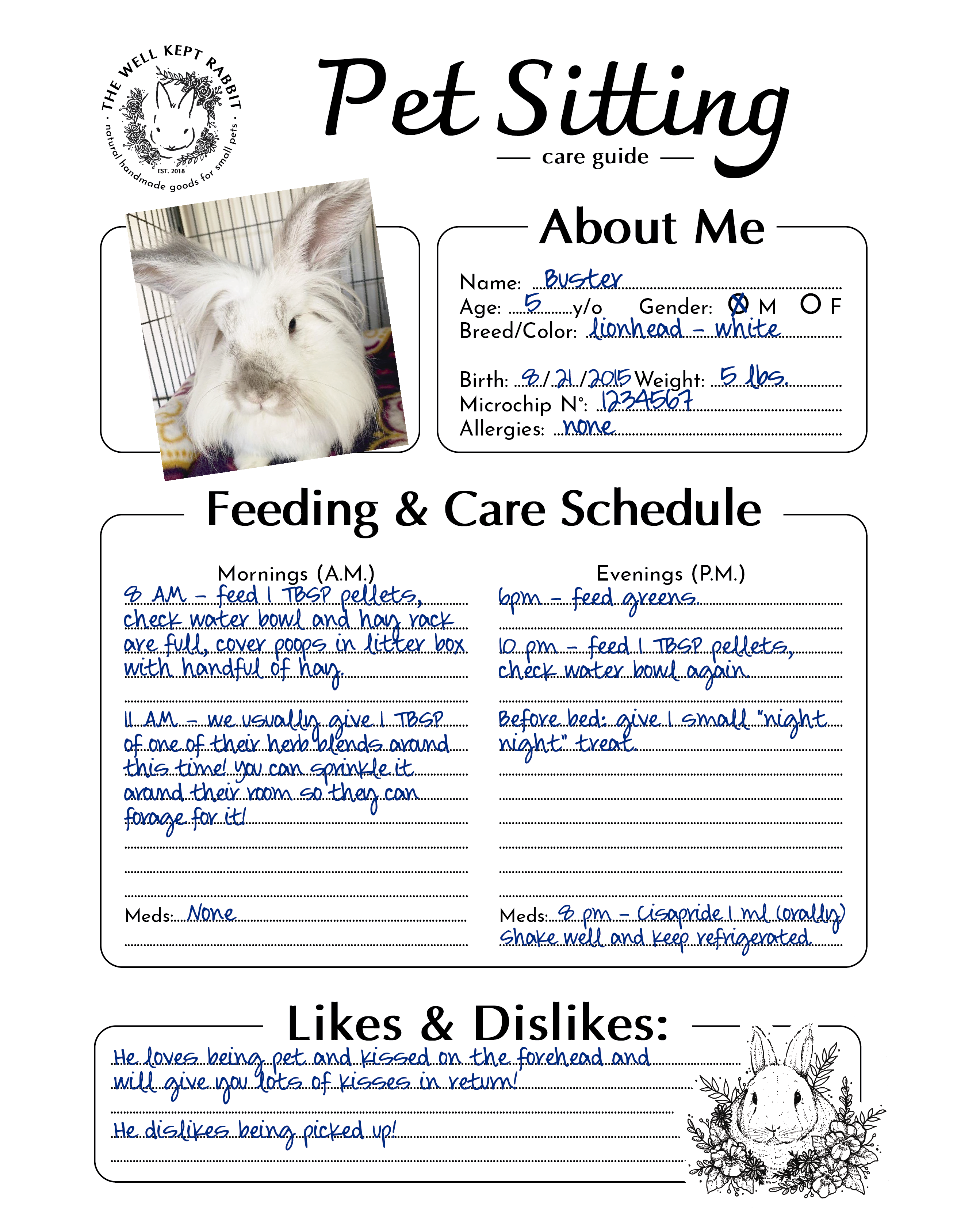 Pet Sitter's Guide Downloadable Form