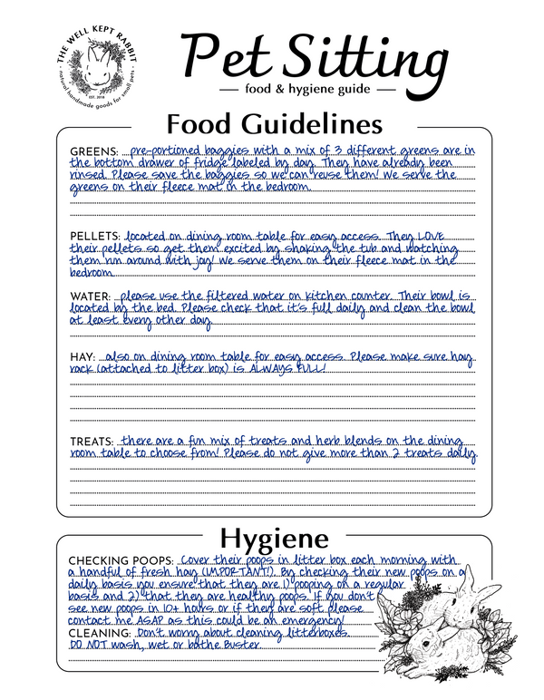 Pet Sitter's Guide Downloadable Form